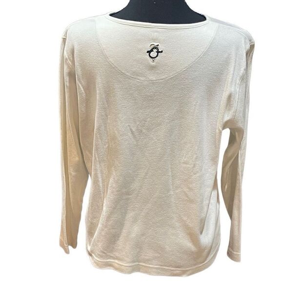 Vintage Penguin Long Sleeve Top Christopher & Banks Embroidered Holiday Shirt L - Picture 2 of 5